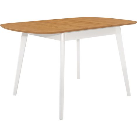 Hallowood Furniture Aston White Painted Butterfly Extendable Dining Table with Light Oak Top, 6 Seater Wooden Oval Dining Table, Modern Kitchen Furniture for Home, Restaurant or Cafe (1/5)