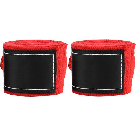 2 Bandes Élastiques 2,5m pour Boxe, Muay Thai, MMA et Taekwondo - Enroulements Mains (Rouge) (1/5)