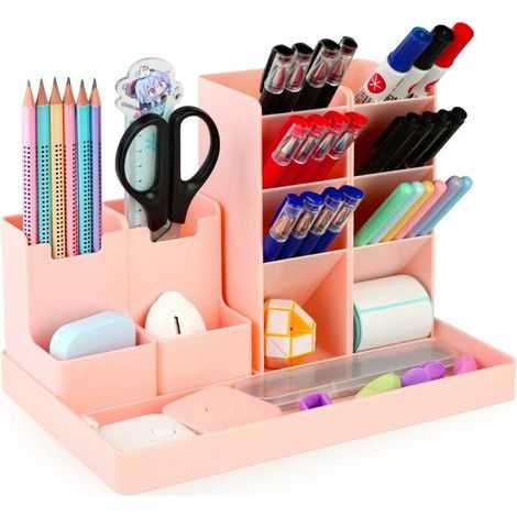 Organisateur Bureau, 5 Pièces Multifonctionnel Porte Stylo Bureau, Plastique Rangement Bureau organisateur Enfant pour Papeterie, Bureau, Maison, école (1/4)