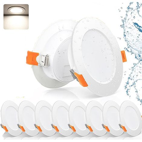 8 pièces projecteurs LED encastrés spots encastrés étanches pour salle de bain salon chambre cuisine, lumière neutre 4000K (1/5)