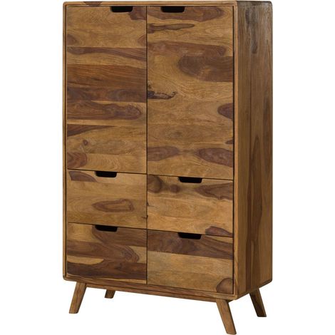 Highboard Sheesham 90x40x145 natur sandgestrahlt lackiert MALMÖ 2 210 (1/4)
