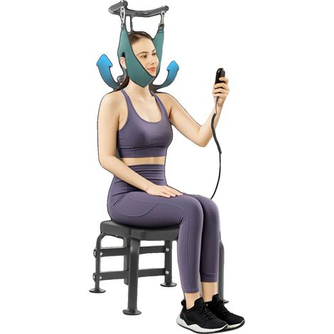 Dispositivo di trazione cervicale, distanza di sollevamento 20 cm, carico massimo 6000 N, potenza nominale 55 W, altezza totale 1,4 m, larghezza totale 51 cm (1/5)