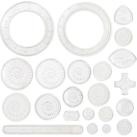 1 ensemble de 22 gabarits de dessin artistique, règles de dessin, ensemble de règles de peinture créatives pour enfants (sans stylo ni colle, blanc)-12.5X5.8CM-White
