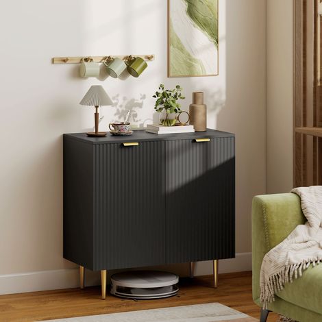 Küchen-Sideboard mit 2 Türen, verstellbarem Einlegeboden, erhöhten Metallfüßen, 80 x 40 x 80 cm, schwarz (1/5)
