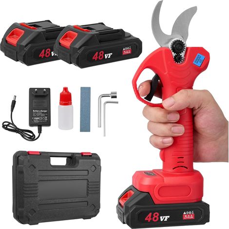 secateur electrique sans fil 30mm 600W 2000mAh Sécateur de Jardin avec 2 Batteries et Écran LCD Lames Sharp SK5 Sécateur Électrique pour Jardinage,ferme,Vigne,Arbre Fruitier (1/5)