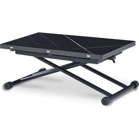 Table basse relevable Philadelphia Effet céramique Noir