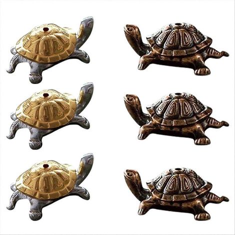 Mini bâtonnets de méditation en métal en forme de tortue, porte-bâtons de Bouddha en bois de santal, porte-bâtons animaux amusants, décoration intérieure, lot de 6 (1/5)