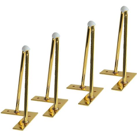 Ensemble de 4 pieds de support en fer forgé pour meubles, pieds de rechange, pieds de canapé-lit en métal, pieds de table à angle droit, faciles à installer, 18 cm, couleur or. (1/5)