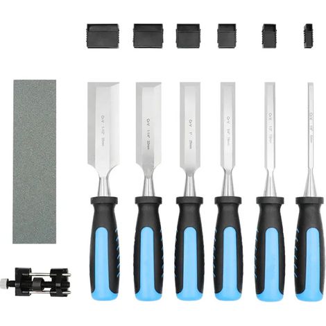 Set aus 8 hochpräzisen Holzmeißeln inklusive Schleifstein und Schnitzmeißeln in verschiedenen Größen (1/4" bis 1 1/2"). (1/4)