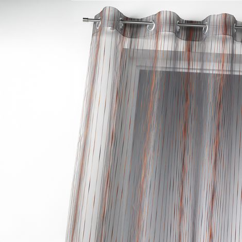 Voilage organza rayures verticales tissées Cuivre 140x260 cm