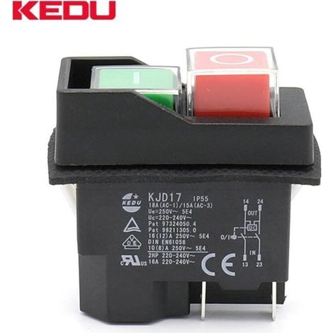 Interrupteur électromagnétique à 4 broches KJD16 16A 250V, contacteur autobloquant, contrôleur de moteur, interrupteur d'alimentation pour équipements industriels, accessoires pour outils électriques. (1/3)
