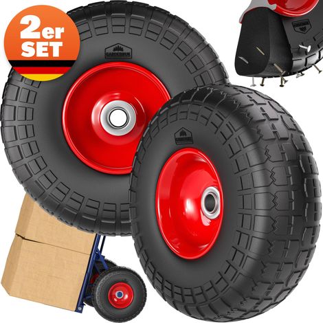 Sackkarrenrad 2er Set Vollgummi Pannensicher PU 200kg Belastbarkeit 20mm Achse