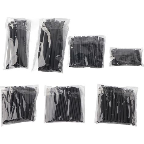 200 Stück schwarze Schrumpfschläuche, Schrumpfverhältnis 2:1, 10,4 MPa, Schrumpftemperatur 70–110 °C (1/5)
