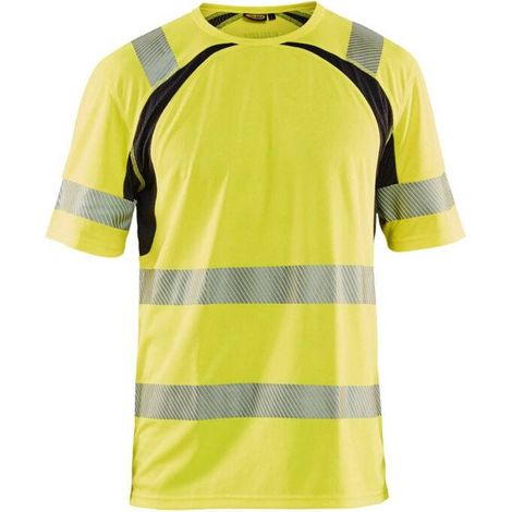 Maglietta da lavoro antiradiazioni UV ad alta visibilità 3397 - Giallo fluorescente/Nero XXXL (1/4)