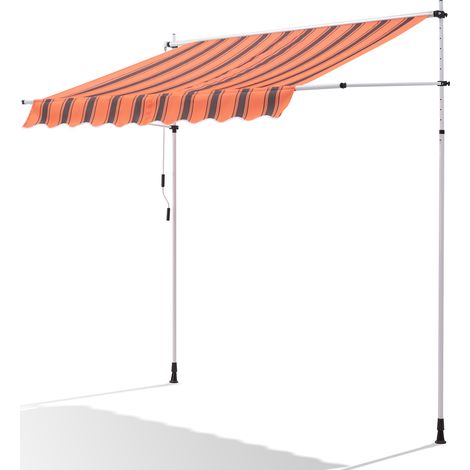 Canopée Store Banne Manuel 200 x 150 cm - Auvent de Terrasse sans Perçage - Protection Solaire Réglable avec Manivelle - Rouge et noir