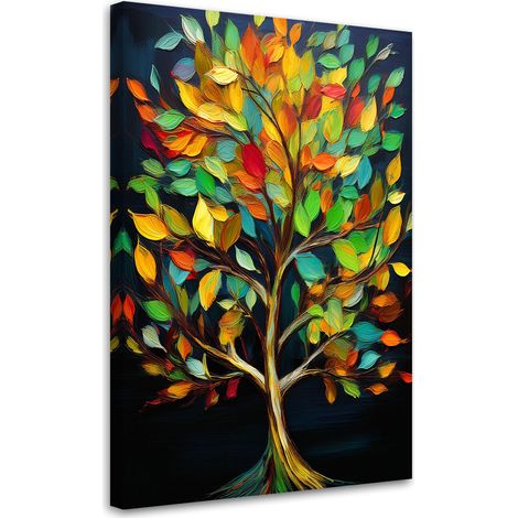 Tableau déco Arbre Feuilles colorées Abstraction 40x60 (1/5)