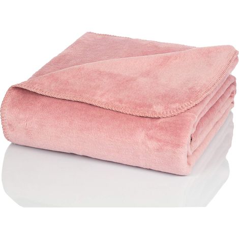 Glart Morbida Coperta in Rosa Antico 150x200 cm per Divano, Coperta in Lana Morbida Come Copriletto, Senza Maniche, Rosa (1/3)