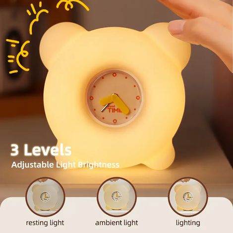 Filiyano-Réveil lumineux mignon, veilleuse amusante pour se réveiller, veilleuse à intensité variable pour la décoration de la chambre, réveil pour (1/5)