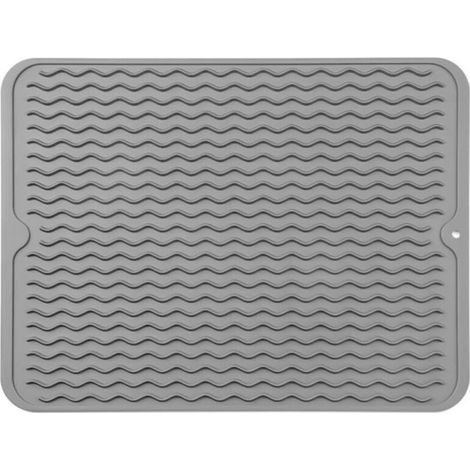Tapis d'égouttage en silicone, 30x40cm, pliable, résistant à la chaleur, antidérapant, adapté aux plans de travail de cuisine (gris).