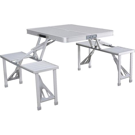 Marbueno Faltbarer Tischset Aluminium Grau 5 Teile