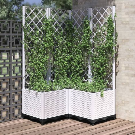 Pot de fleurs avec treillis, blanc, 80 x 80 x 136 cm, PP