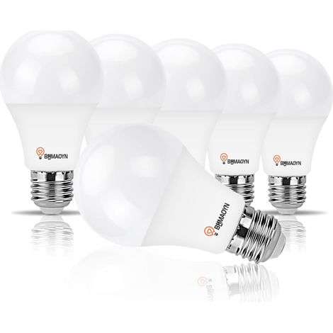 Ampoule 12V 24V E27 LED 10W Blanc Chaud 3000K,Lumière de 1100LM, Ampoule Basse Tension AC DC 12V 24V E27,Ldéal Pour L'éclairage Pour Caravane/Camping-Car,Cabine Du Bateau,Garage,Lot de 6 (1/5)