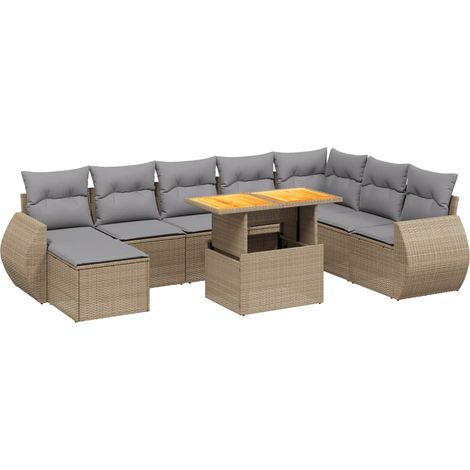 Maison Exclusive - 9-tlg. Garten-Sofagarnitur mit Kissen Beige Po