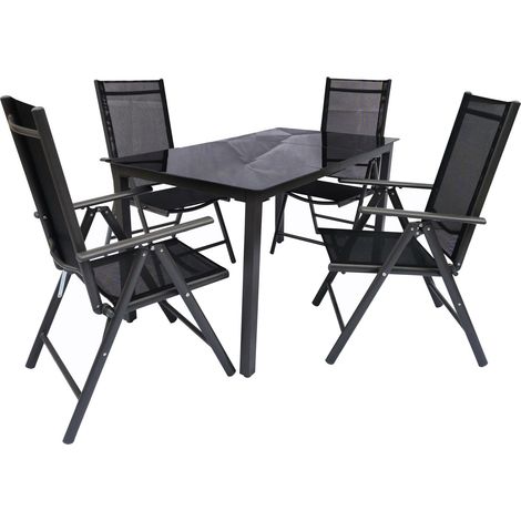 Dora Gartenset 80x140cm Tisch, 4 Stühle schwarz,anthrazit. (1/2)