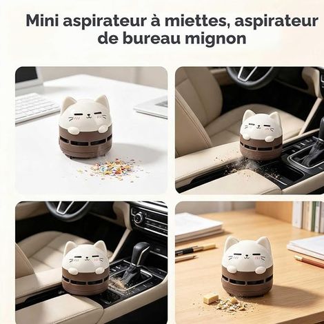Mini aspirateur de Table, Nettoyeur Bureau, Aspirateurs Mignon, mignon pour la Maison, Le Bureau, Les Voitures(Brun) (1/4)