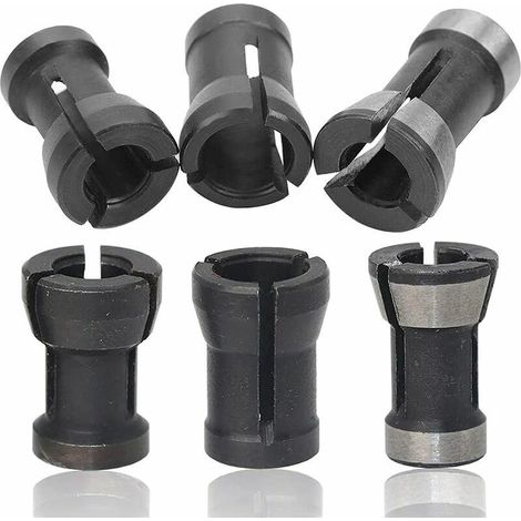 6 Pièces Tête de Mandrin HSS Pince de Serrage Defonceuse Tête Adaptateur Convertisseur pour Perceuses Machine de Gravure pour Rogneuse Menuiserie électrique Pince de Routeur Titulaire(6/6.35/8mm)