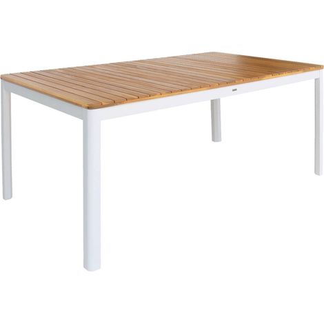 SENORA white acacia garden table with rounded corners, 8 seats, 160 x 90 x 75 cm