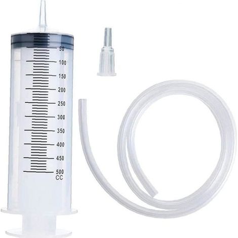 Sanfiyya Grande Seringue Tube 500ML Plastique Seringue avec Tube Convertisseur Bouchon pour Huile Liquide Colle Expériences Appl,143 (1/4)