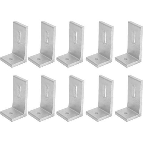Lot de 10 Supports solaires en L, Alliage d'aluminium, Fixation robuste, Résistant à la corrosion, Pour système photovoltaïque sur toit (1/4)
