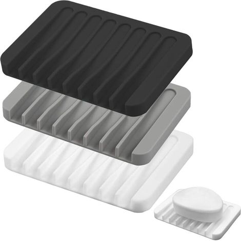 ING 3-Pouch Soap Dispenser - Silicone Soap Dispenser - Drainable Soap Dispenser - Grey, White, Black - AquaForge (1/5)