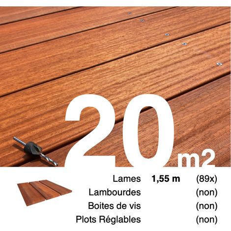 Planches de terrasse bois exotique PADOUK pour 20 m² • Longueur 1,55 m • Livraison gratuite (1/4)