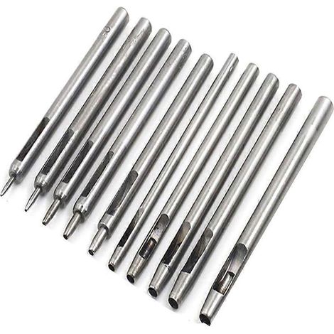 Ensemble de 10 emporte-pièces pour cuir, outil de perforation en acier creux de 0,5 mm à 5 mm (1/4)
