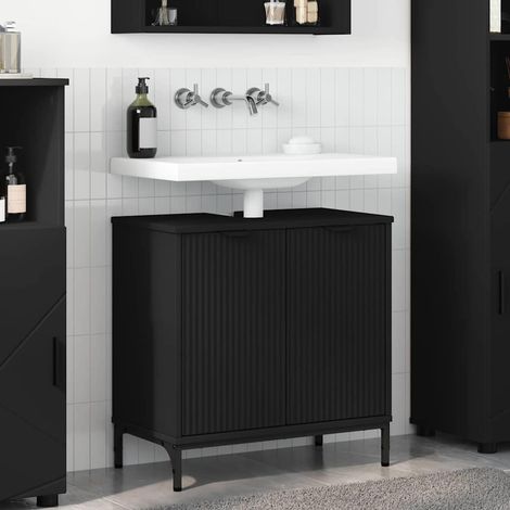 Gabinete de Lavabo para Baño Negro 60.5 x 33.5 x 61 cm