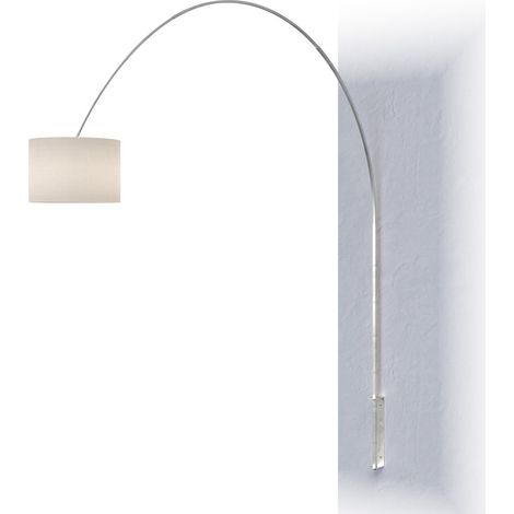 Piantana parete arco moderna top light turning 1187 b7 e27 led metallo tessuto lampada braccio parete, paralume bianco