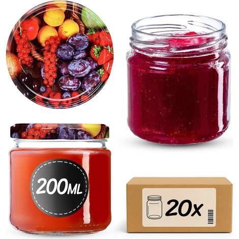 Lot de 10 bocaux en verre 200ml Ø66 - Couvercle Twist-Off hermétique TO66 - Pour confitures, conserves, cornichons, miel & fermentation (1/5)