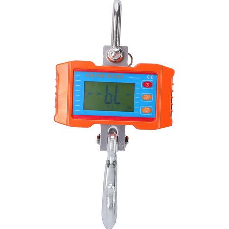 Balance suspendue numérique 1000 kg/2200 lbs avec rétroéclairage LCD, robuste, crochet en alliage d'aluminium, pour applications industrielles, agricoles et de production en usine. Capacité de pesée : (1/5)