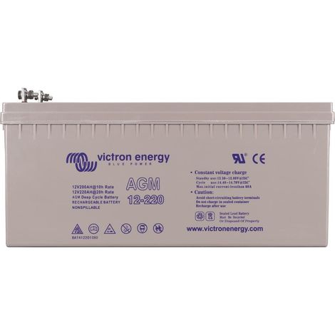 Victron – Batterie décharge lente 12V 220Ah BAT412201084 – Plomb étanche AGM – Sans entretien – Pour énergie solaire et éolienne