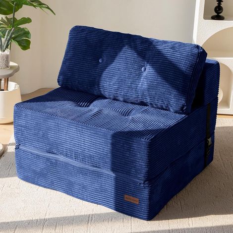 Klappsofa mit Schlaffunktion, 4-in-1 Schlafsofa, Bodenliege, Blau (1/5)