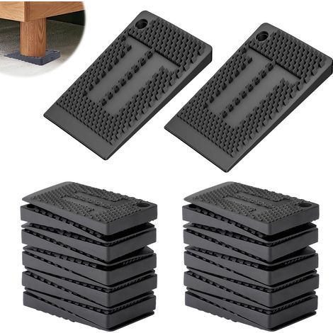 Lot de 20 cales de nivellement antidérapantes en caoutchouc souple pour armoires, tables, chaises (noir) (1/5)