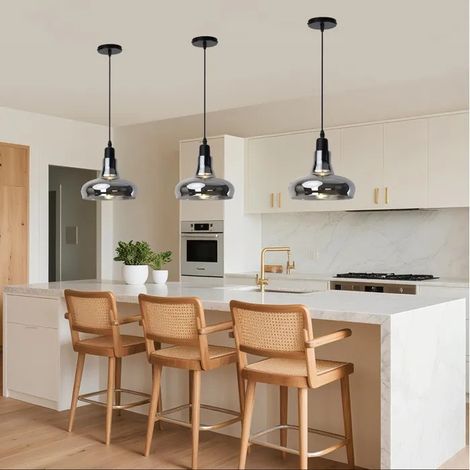 Lot de 3 Lampe Suspendue Noir Moderne,LED Lustre Industriel Vintage en Verre pour Salle à Manger Cuisine île Restaurant Bar (1/5)