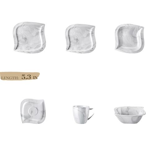 Elegante set di stoviglie dal design raffinato, adatto al microonde e al forno, colore grigio marmo. (1/2)