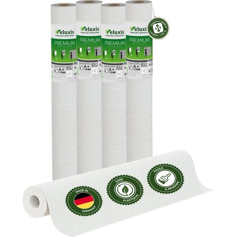 Veluxis® Papier peint intissé haut de gamme 10,05 m x 0,53 m (motif textile quadrillé, lot de 4) – intissé de rénovation de haute qualité pour murs lisses – Fabriqué en Allemagne