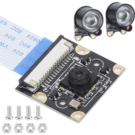 Caméra de vision nocturne 5MP avec lumière photosensible compatible avec Raspberry Pi 4b 3b 3b 2b b (caméra de vision nocturne avec lumière) (1/5)