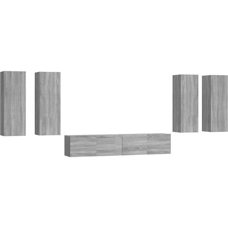 Maison Exclusive - 6-tlg. TV-Schrank-Set Grau Sonoma Holzwerkstof (1/5)