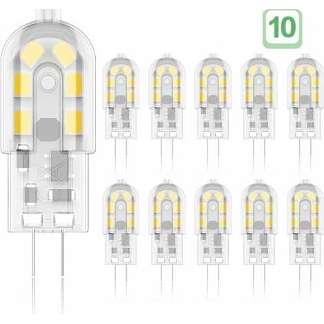 Ampoule LED G4 2W, ampoule halogène équivalente à 20W, blanc froid 6000k, 12V AC/DC,Pack de 10, [Classe énergétique A+] (1/5)