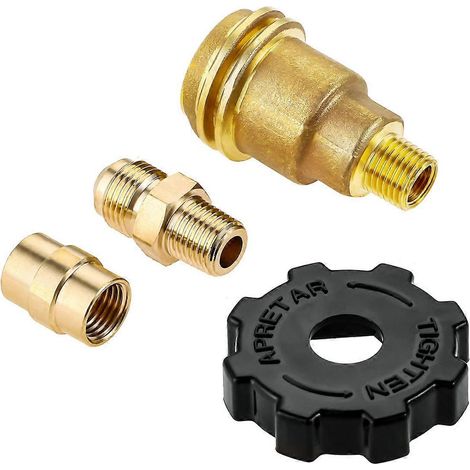 Lot de 3 adaptateurs QCC1 pour bouteille de propane, raccord mâle NPT 1/4" en laiton, filetage évasé 3/8" x mâle 1/4". (1/5)